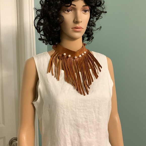 Handmade New Leather Choker with Pearls - Picture 5 of 13